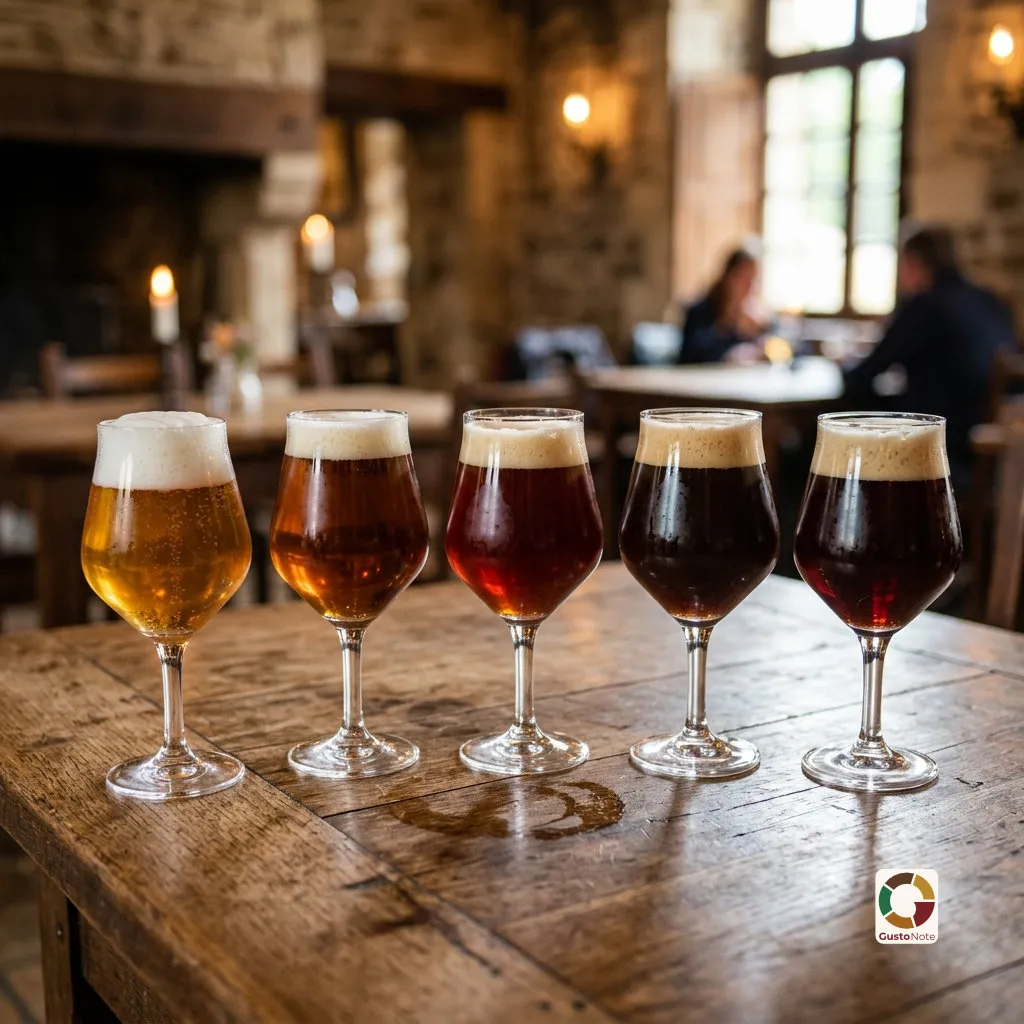 Belgian beers in their distinctive chalices