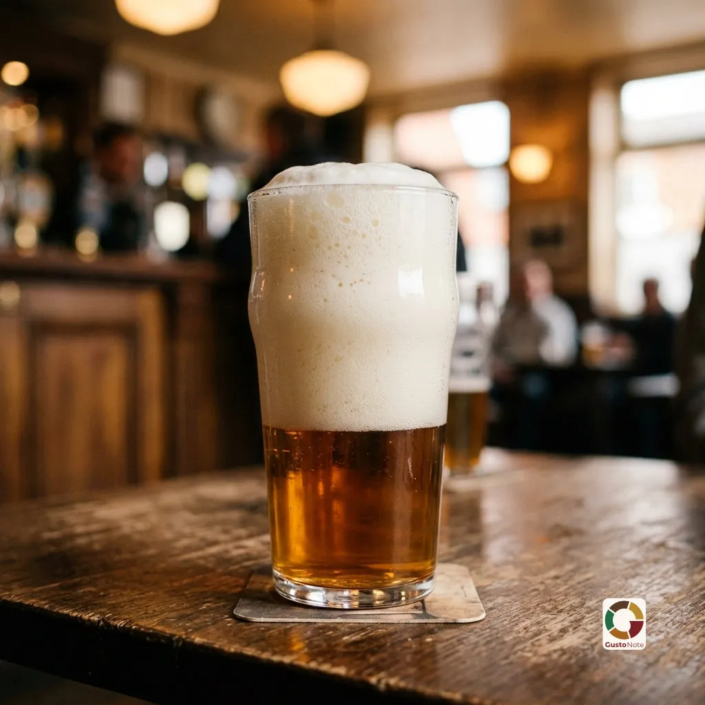 A freshly poured beer with a thick head