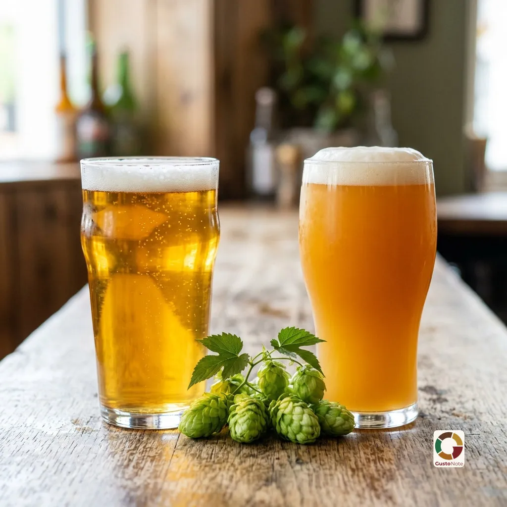 Several different IPAs in glasses from pale to hazy