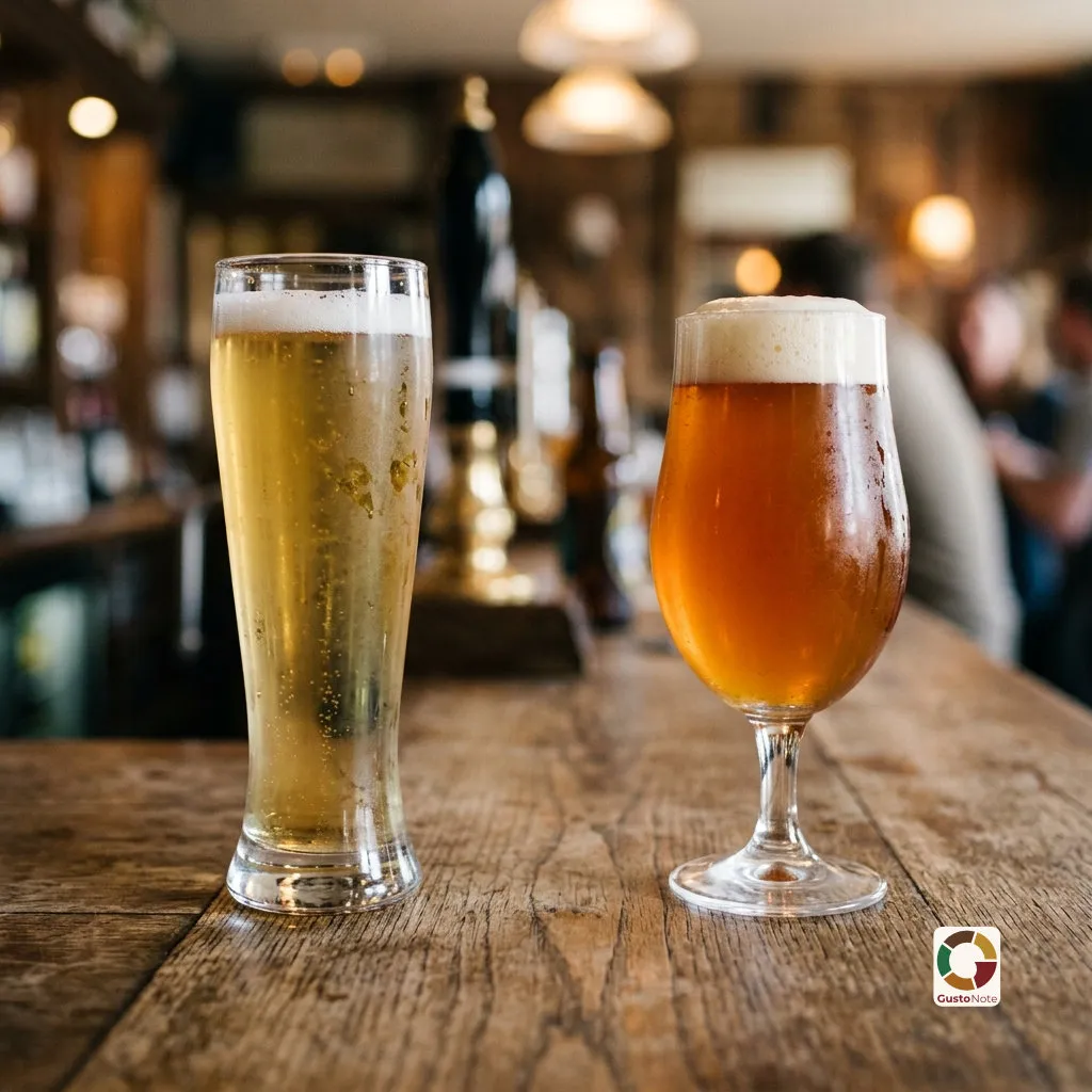 A glass of beer and a drop of water