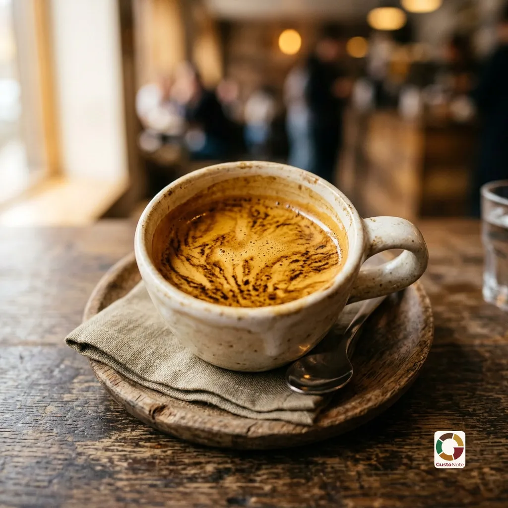 A cup of espresso with golden crema