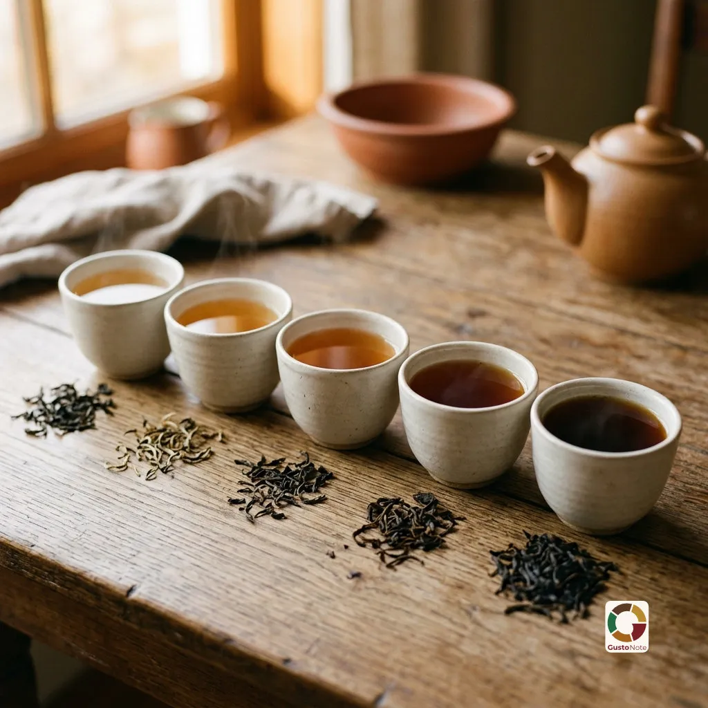 A dark brew of black tea and dry leaves