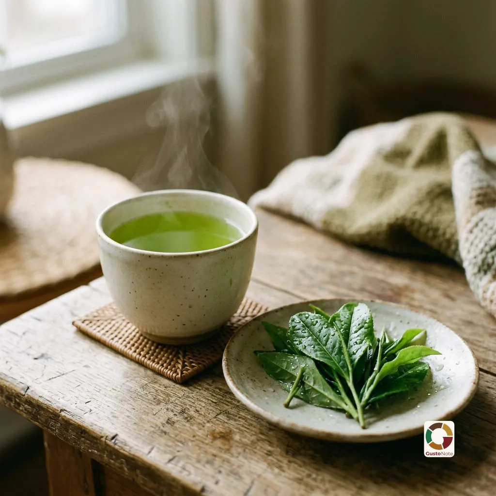 A cup of Japanese green sencha tea