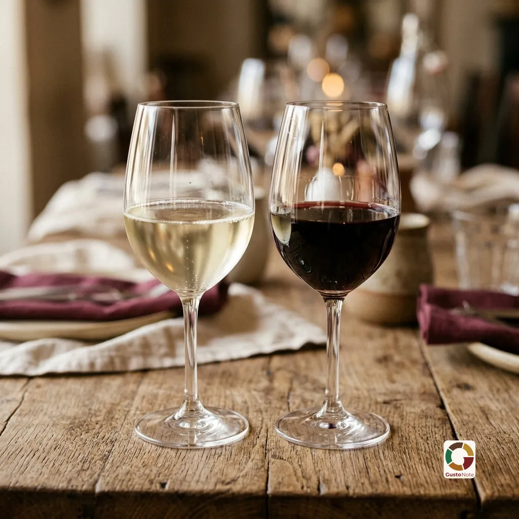 Two glasses of wine of different density